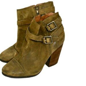 Women's  Lucky Brand Suede Chunky Heel Ankle Boots 9.5
